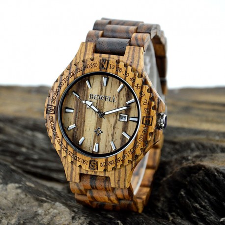 Elegantní dřevěné hodinky Bewell